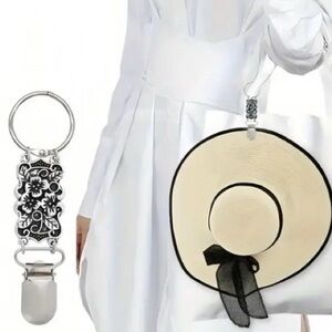 Rectangle Floral Metal Hat Clip